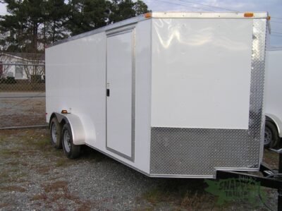 South Georgia Cargo 7x16 TA Trailer - White, Ramp, Side Door