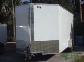 Alternative view of South Georgia Cargo 7x18 TA Trailer - White, Ramp, Side Door, Extra Height