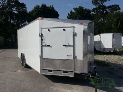 South Georgia Cargo 8.5x20 TA Trailer - White, Ramp, Ramp in Slanted V-Nose, Screwless, LED, D-Rings