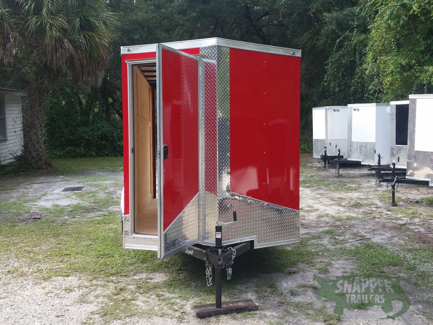 Quality Cargo 6x12 SA Trailer - Red, Ramp, Extra Height, Door in V-Nose - Image 14