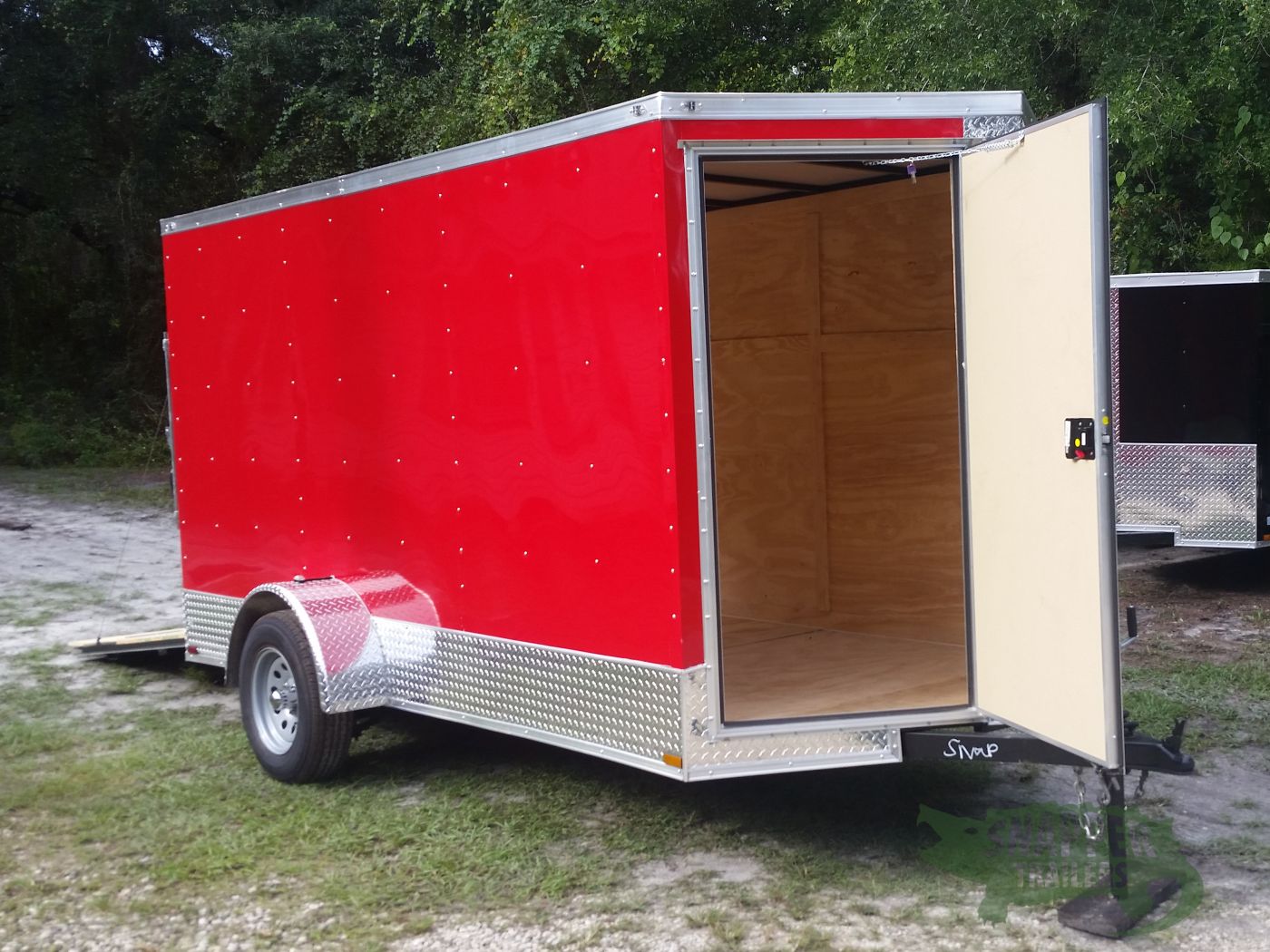 Quality Cargo 6x12 SA Trailer - Red, Ramp, Extra Height, Door in V-Nose - Image 13