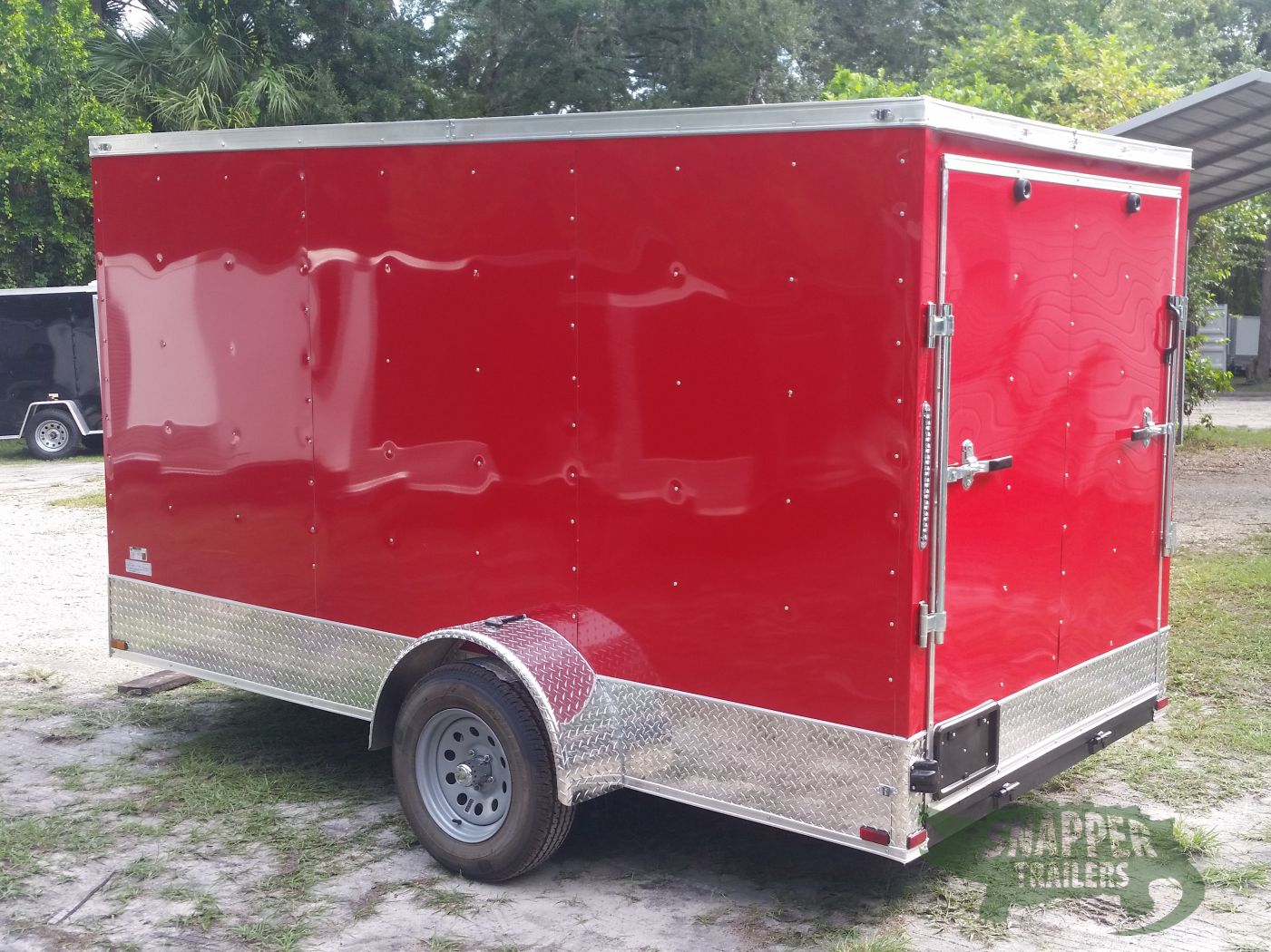 Quality Cargo 6x12 SA Trailer - Red, Ramp, Extra Height, Door in V-Nose - Image 6