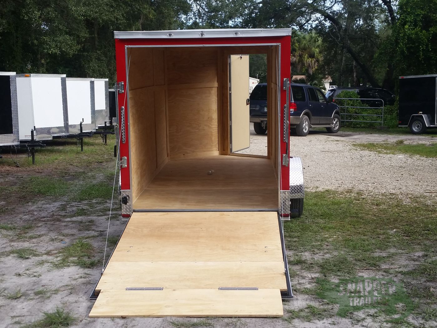 Quality Cargo 6x12 SA Trailer - Red, Ramp, Extra Height, Door in V-Nose - Image 7