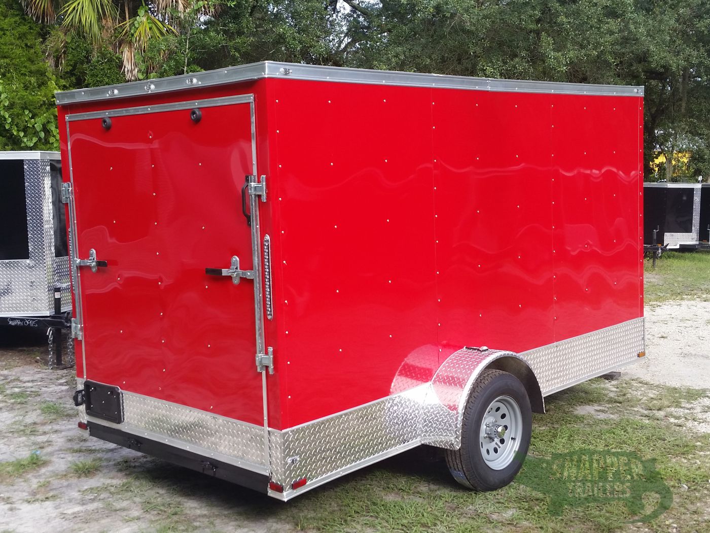 Quality Cargo 6x12 SA Trailer - Red, Ramp, Extra Height, Door in V-Nose - Image 10