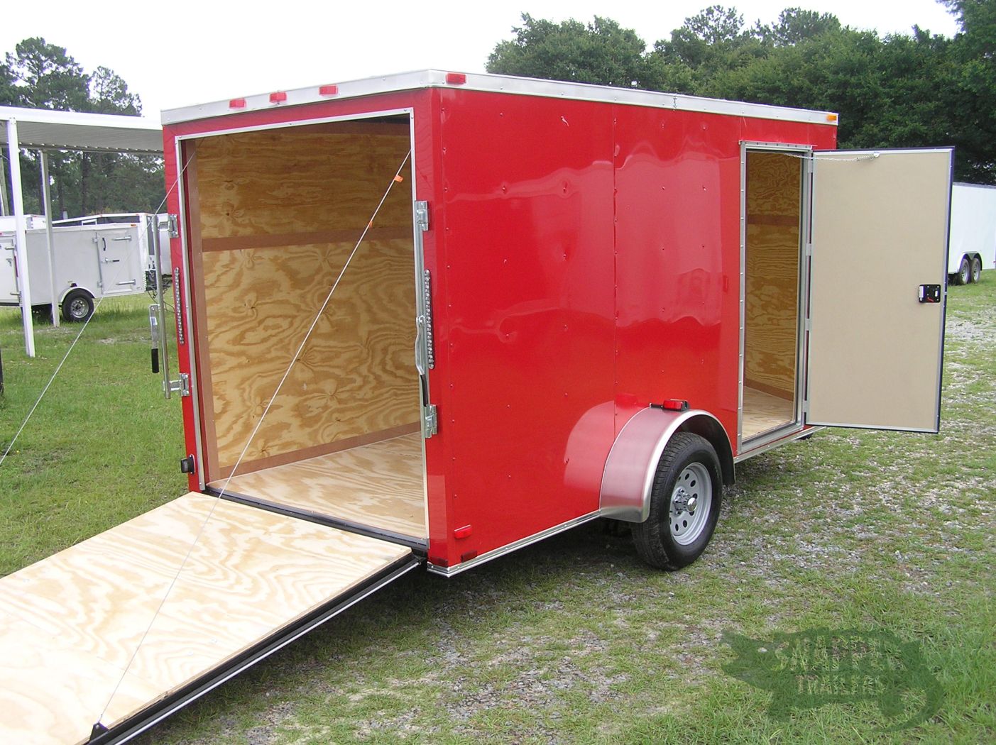Quality Cargo 6x12 SA Trailer - Red, Ramp, Side Door, Extra Height - Image 8