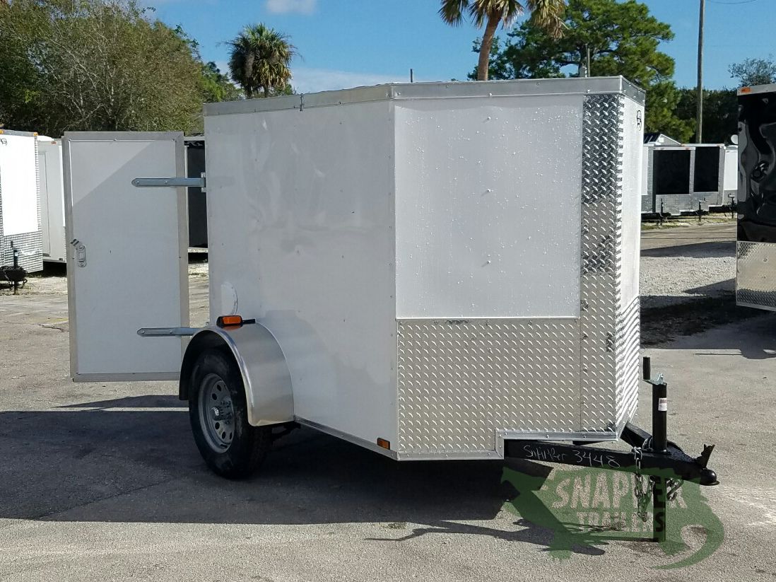 Quality Cargo 5x6 SA Trailer - White, Barn Doors, Side Vents - Image 12