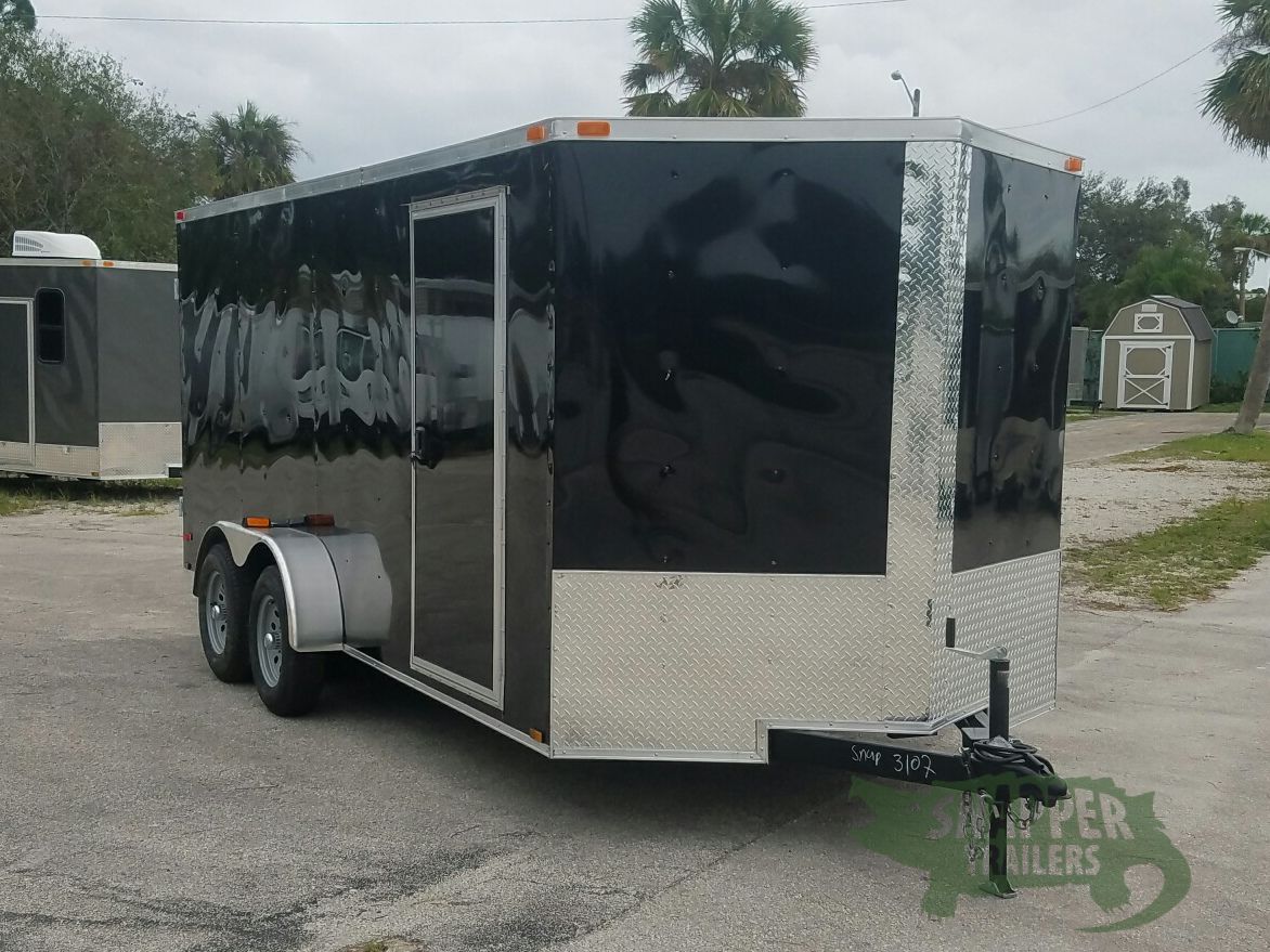 Quality Cargo 7x16 TA Trailer - Black, Barn Doors, Side Door, Extra Height - Image 13