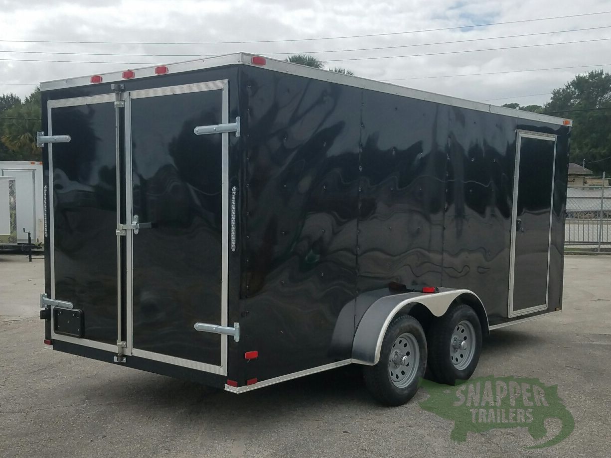 Quality Cargo 7x16 TA Trailer - Black, Barn Doors, Side Door, Extra Height - Image 9