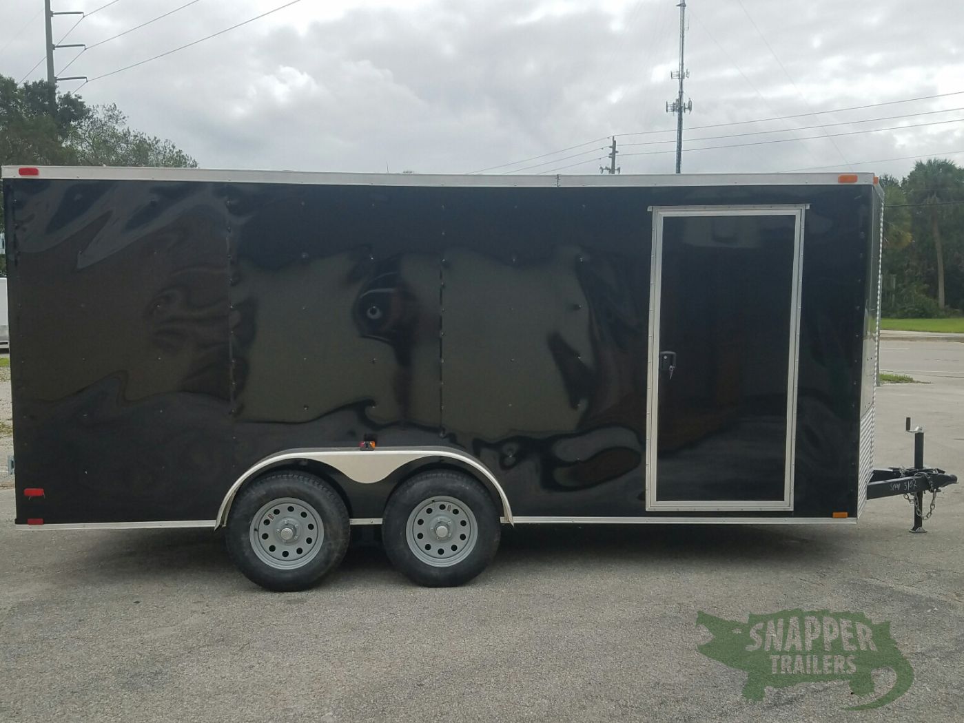 Quality Cargo 7x16 TA Trailer - Black, Barn Doors, Side Door, Extra Height