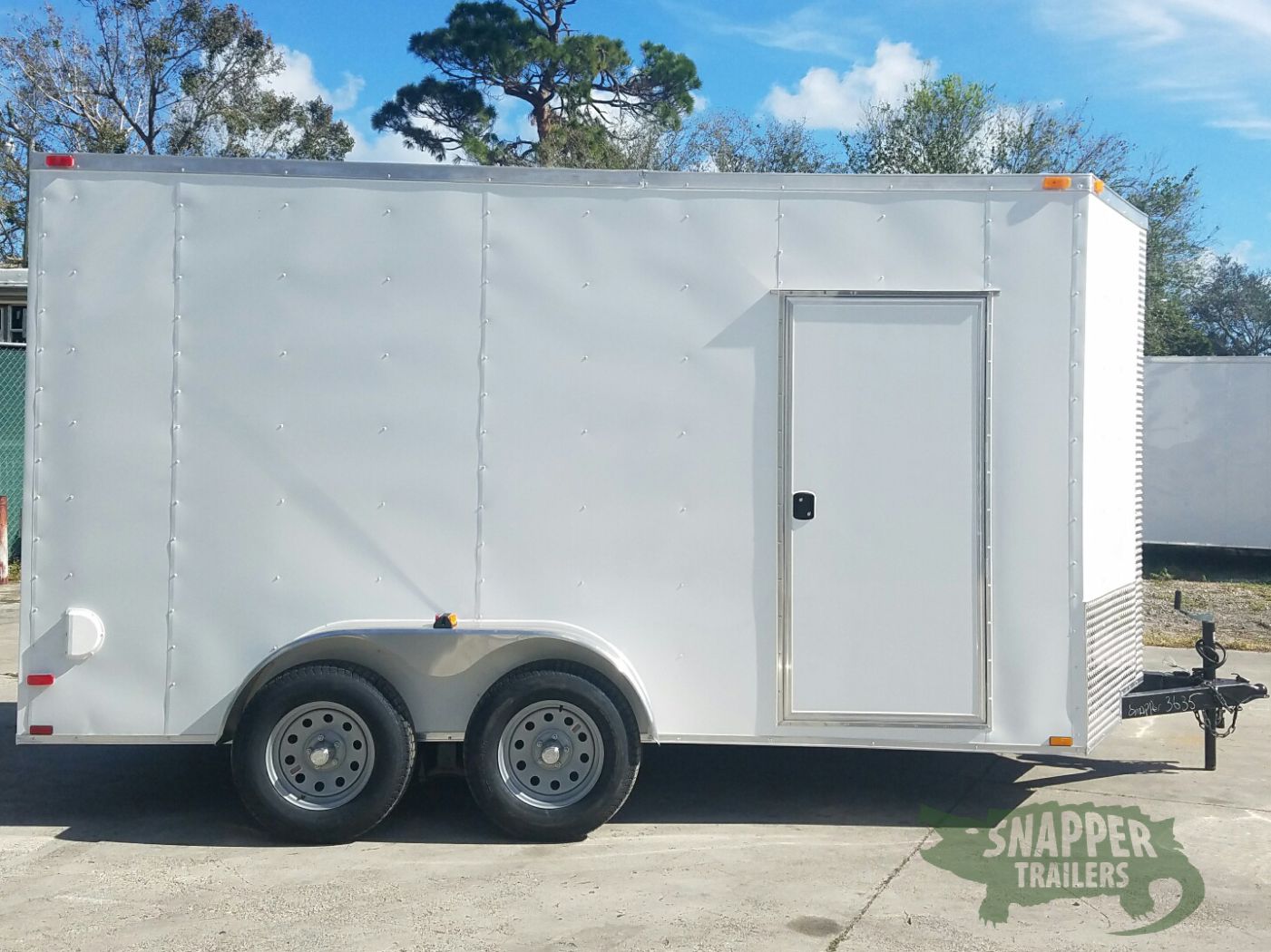 Quality Cargo 7x14 TA Trailer - White, Ramp, Side Door, Extra Height