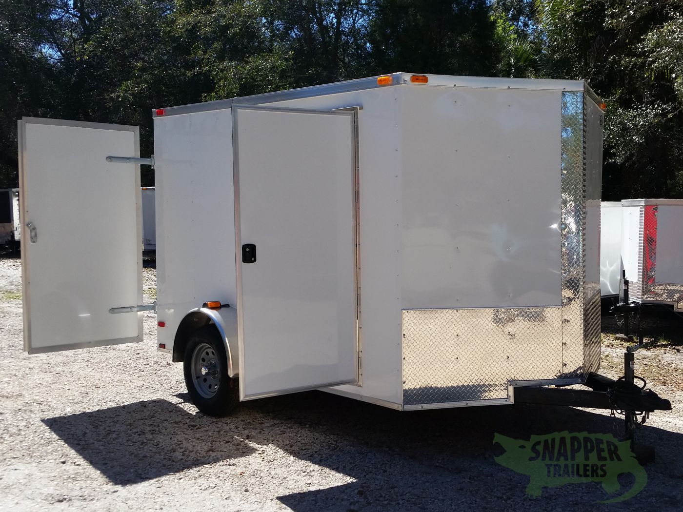 Quality Cargo 7x10 SA Trailer - White, Barn Doors, Side Door, Extra Height, Electric Brakes - Image 14