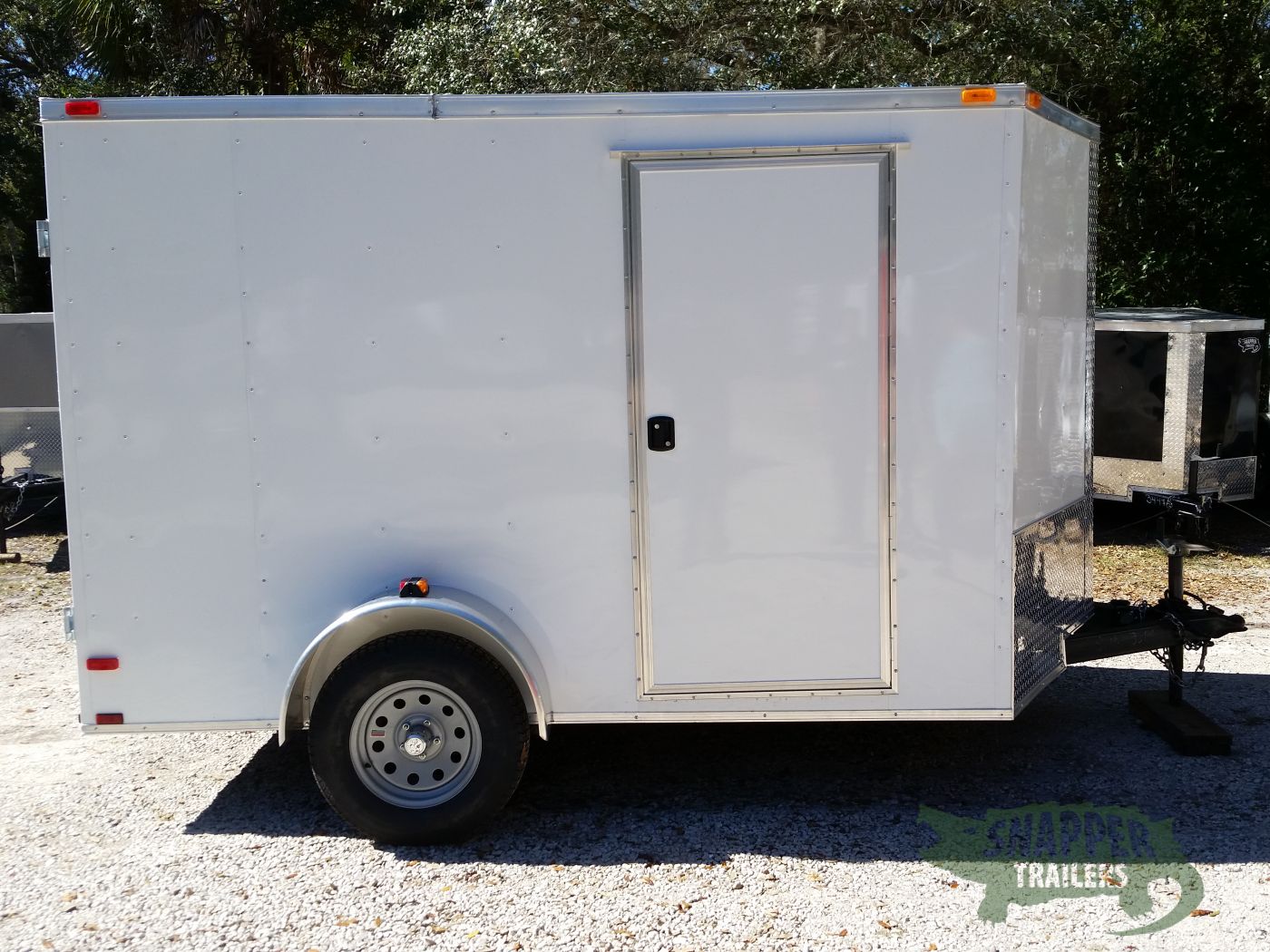 Quality Cargo 7x10 SA Trailer - White, Barn Doors, Side Door, Extra Height, Electric Brakes