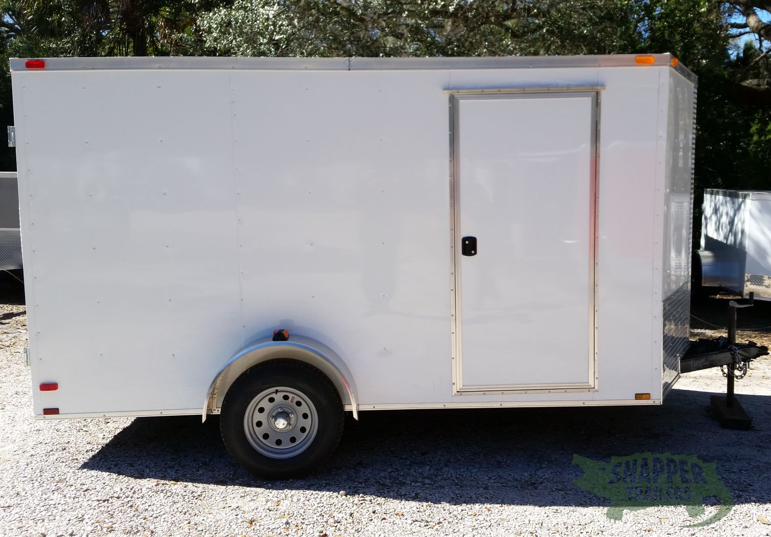 Quality Cargo 7x12 SA Trailer - White, Barn Doors, Side Door, Brakes, Extra Height