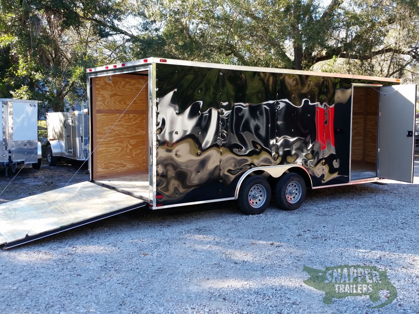 Quality Cargo 8.5x20 TA Trailer - Black, Ramp, Side Door, and D-Rings - Image 8