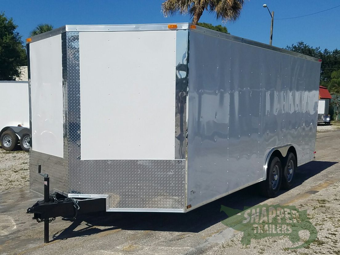 Quality Cargo 8.5x20 TA Trailer - White, Ramp, Side Door, D-Rings, 5K Axles, and Radials - Image 2