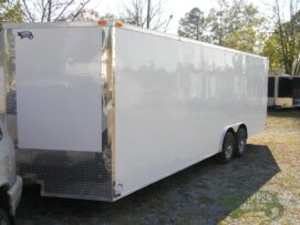 Alternative view of Quality Cargo 8.5x24 TA Trailer - White, Ramp, Side Door, D-Rings, 5K Axles, and Radials