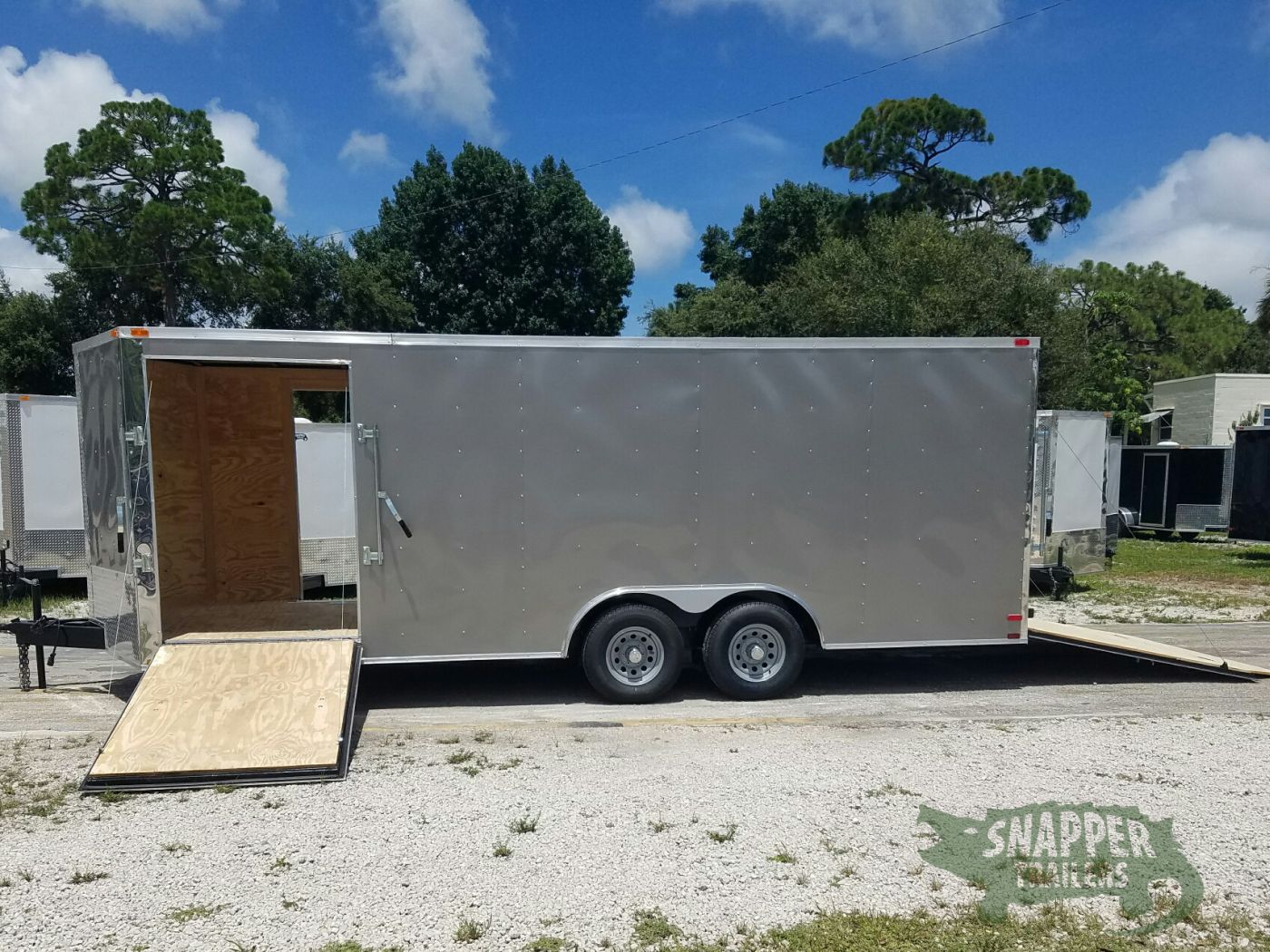 Quality Cargo 8.5x20 TA Trailer - Pewter, Ramp, Side Door, D-Rings, 5K Axles, Radials, Side Ramp - Image 4