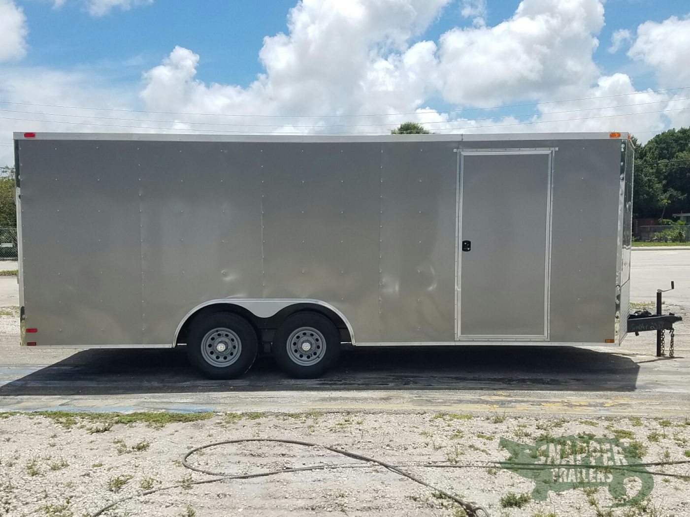 Quality Cargo 8.5x20 TA Trailer - Pewter, Ramp, Side Door, D-Rings, 5K Axles, Radials, Side Ramp
