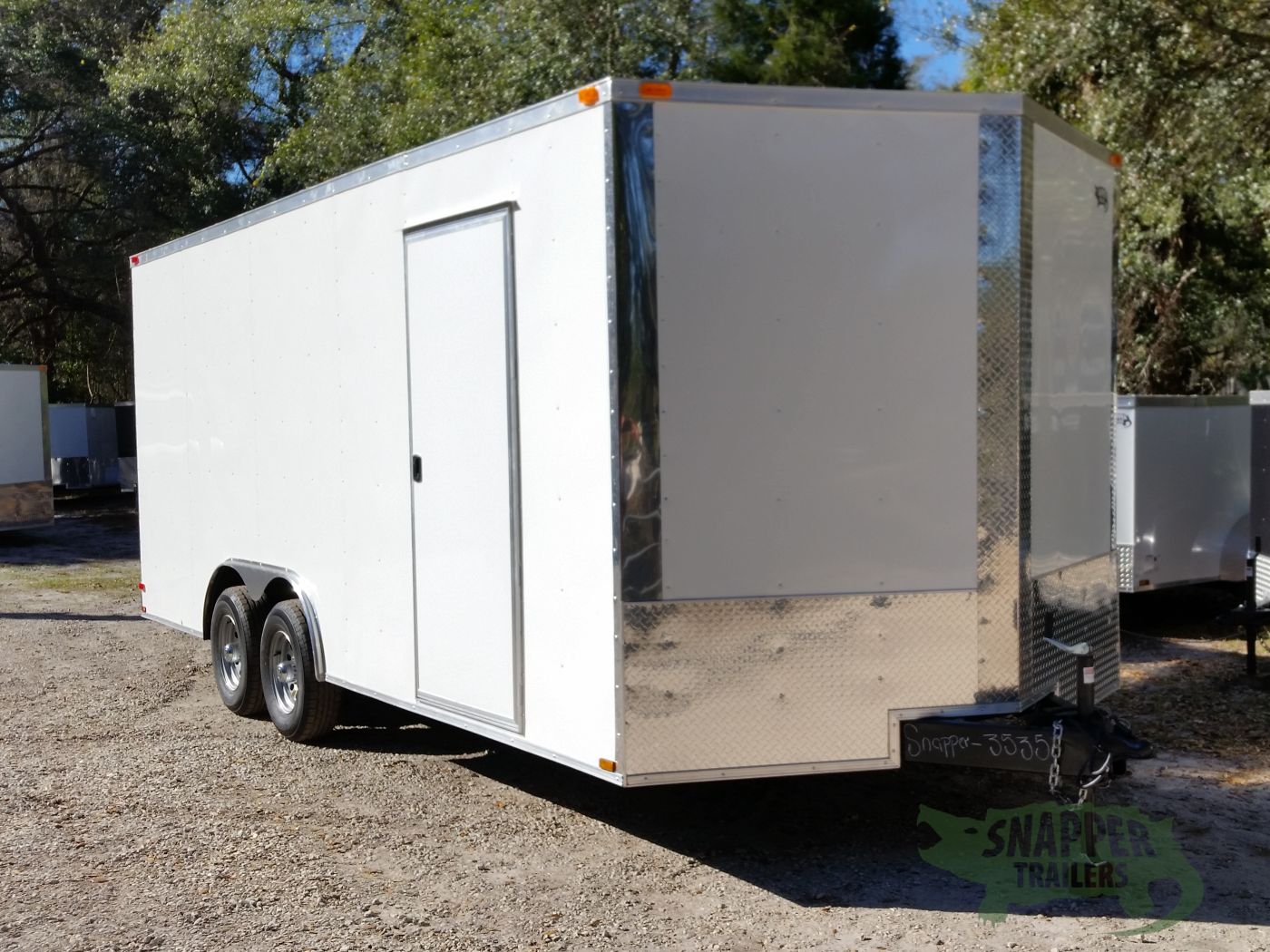 Quality Cargo 8.5x20 TA Trailer - White, Ramp, Side Door, D-Rings, 5K Axles, Radials, Extra Height