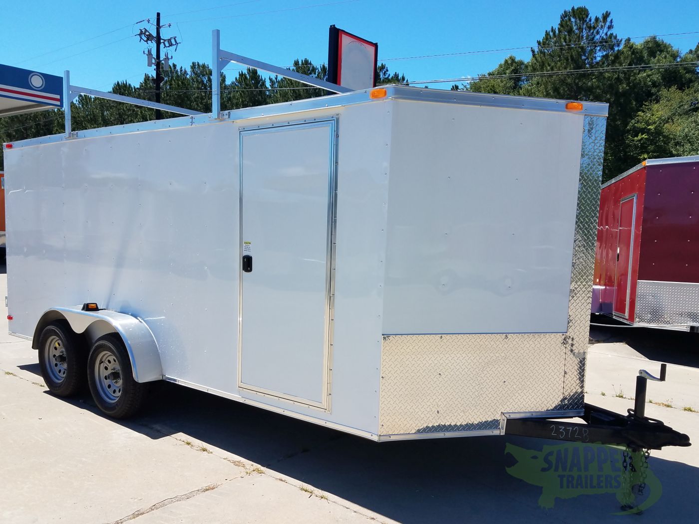 South Georgia Cargo 7x16 TA Trailer - White, Double Barn Doors, Side Door, Ladder Racks, Bias - Image 9