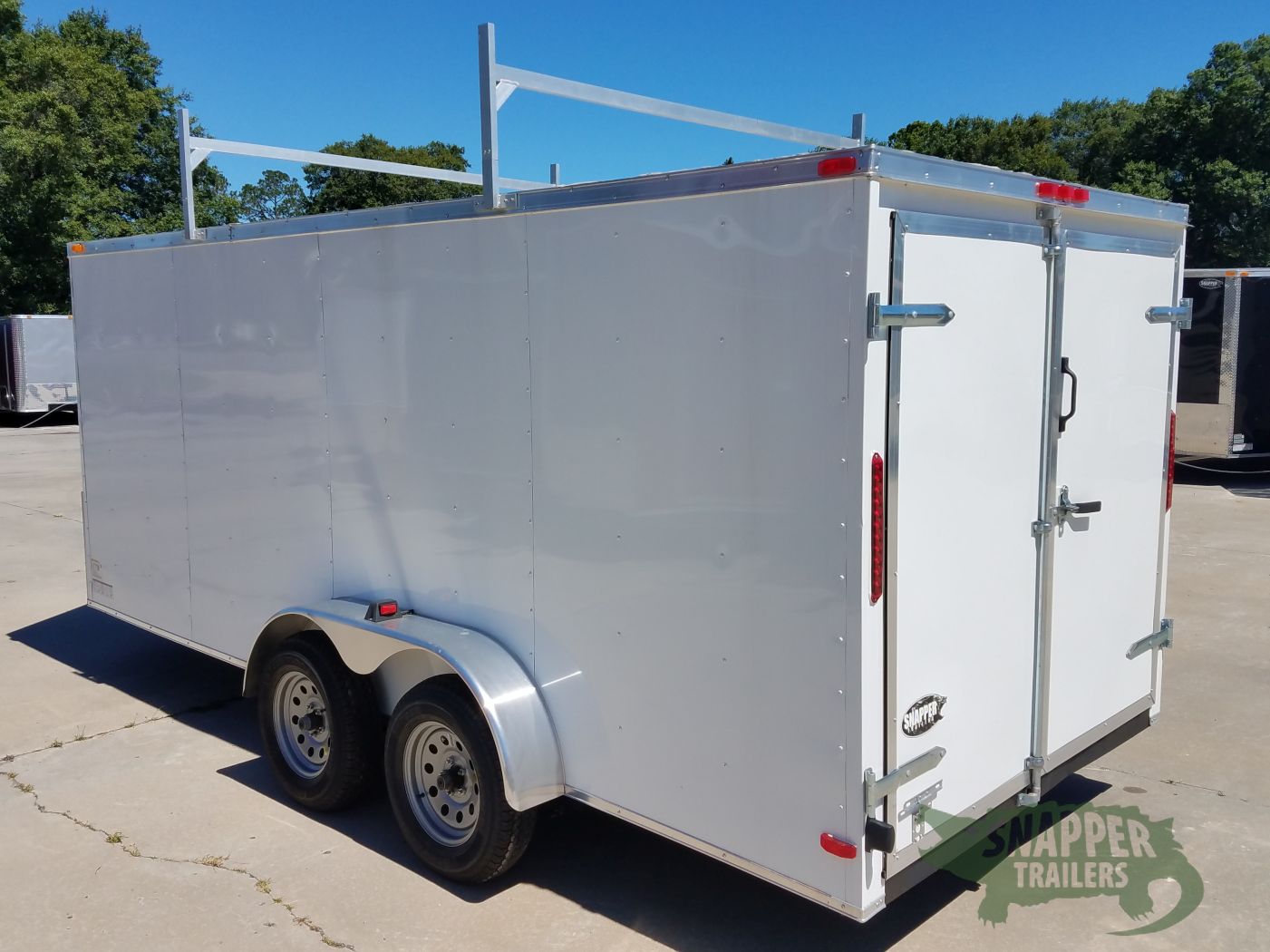 South Georgia Cargo 7x16 TA Trailer - White, Double Barn Doors, Side Door, Ladder Racks, Bias - Image 4