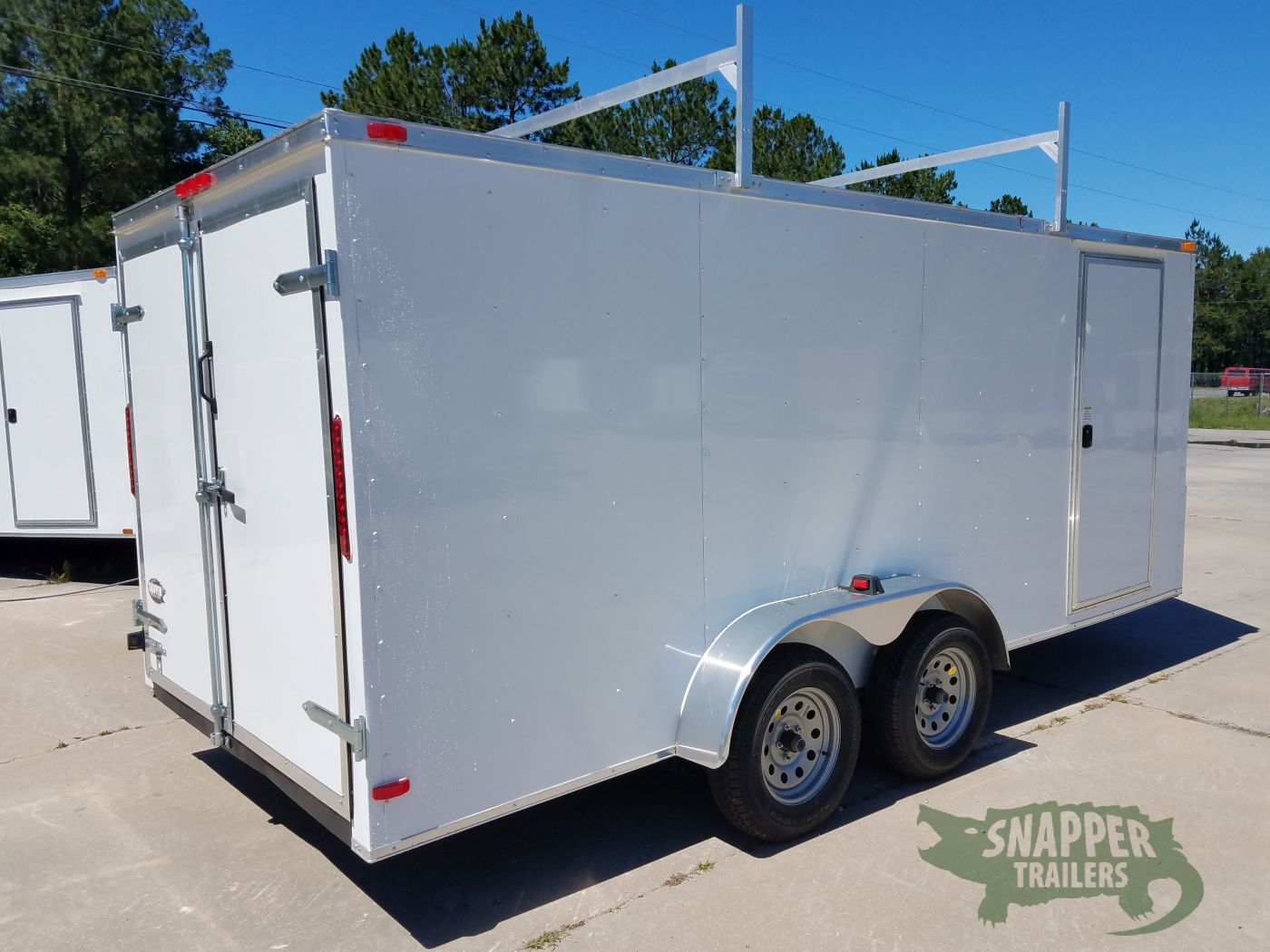 South Georgia Cargo 7x16 TA Trailer - White, Double Barn Doors, Side Door, Ladder Racks, Bias - Image 7