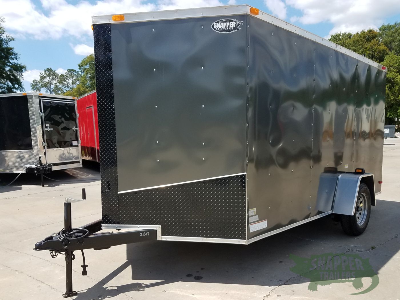 South Georgia Cargo 7x12 SA Trailer - Charcoal Grey, Ramp, Side Door, Black ATP, D-Rings, Stab Jacks - Image 2