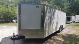 Alternative view of Freedom Trailers 8.5x24 TA Trailer - White, Ramp, Side Door, 5K Axles, D-Rings