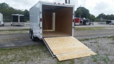 Freedom Trailers 7x14 TA Trailer - White, Ramp, Side Door, Extra Height - Image 4