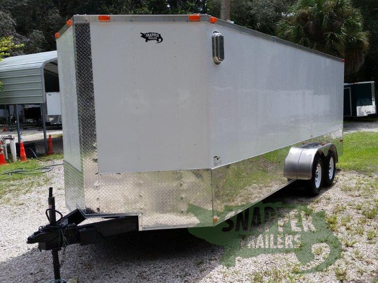 Freedom Trailers Custom 7x20 TA Trailer - White, Ramp, Side Door, Extra Height, E-Track, Side Vents, Aluminum Wrap - Image 2