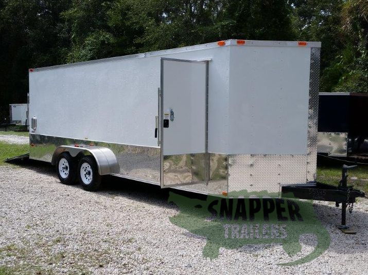 Freedom Trailers Custom 7x20 TA Trailer - White, Ramp, Side Door, Extra Height, E-Track, Side Vents, Aluminum Wrap - Image 9