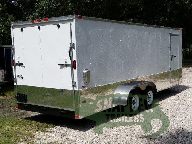 Freedom Trailers Custom 7x20 TA Trailer - White, Ramp, Side Door, Extra Height, E-Track, Side Vents, Aluminum Wrap - Image 6