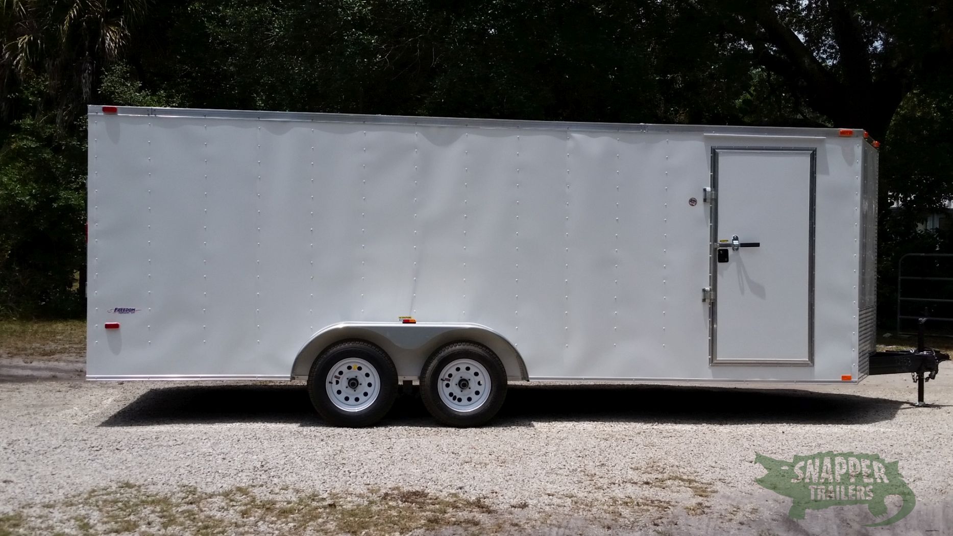 Freedom Trailers 7x20 TA Trailer - White, Ramp, Side Door, Extra Height