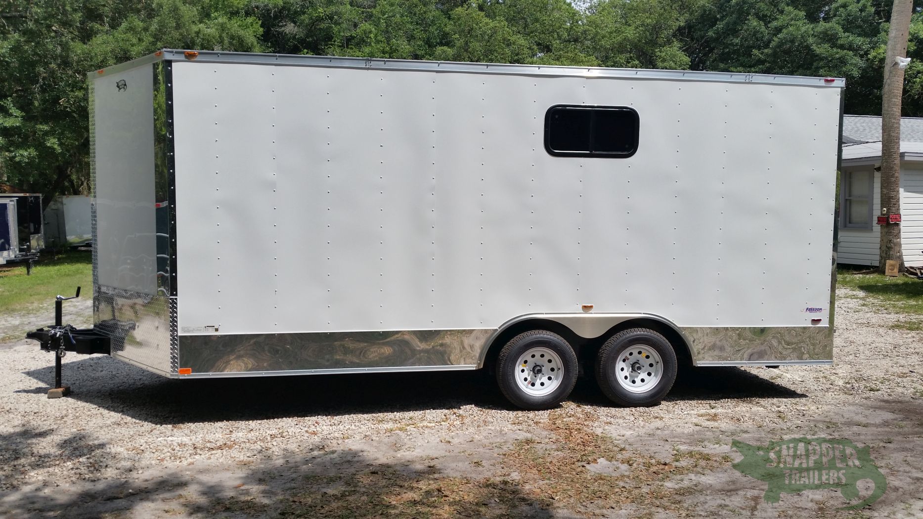 Freedom Trailers Custom 8.5x18 TA Trailer - White, Ramp, Side Door, D-Rings, Electrical Package, E-Track, and Much More - Image 3