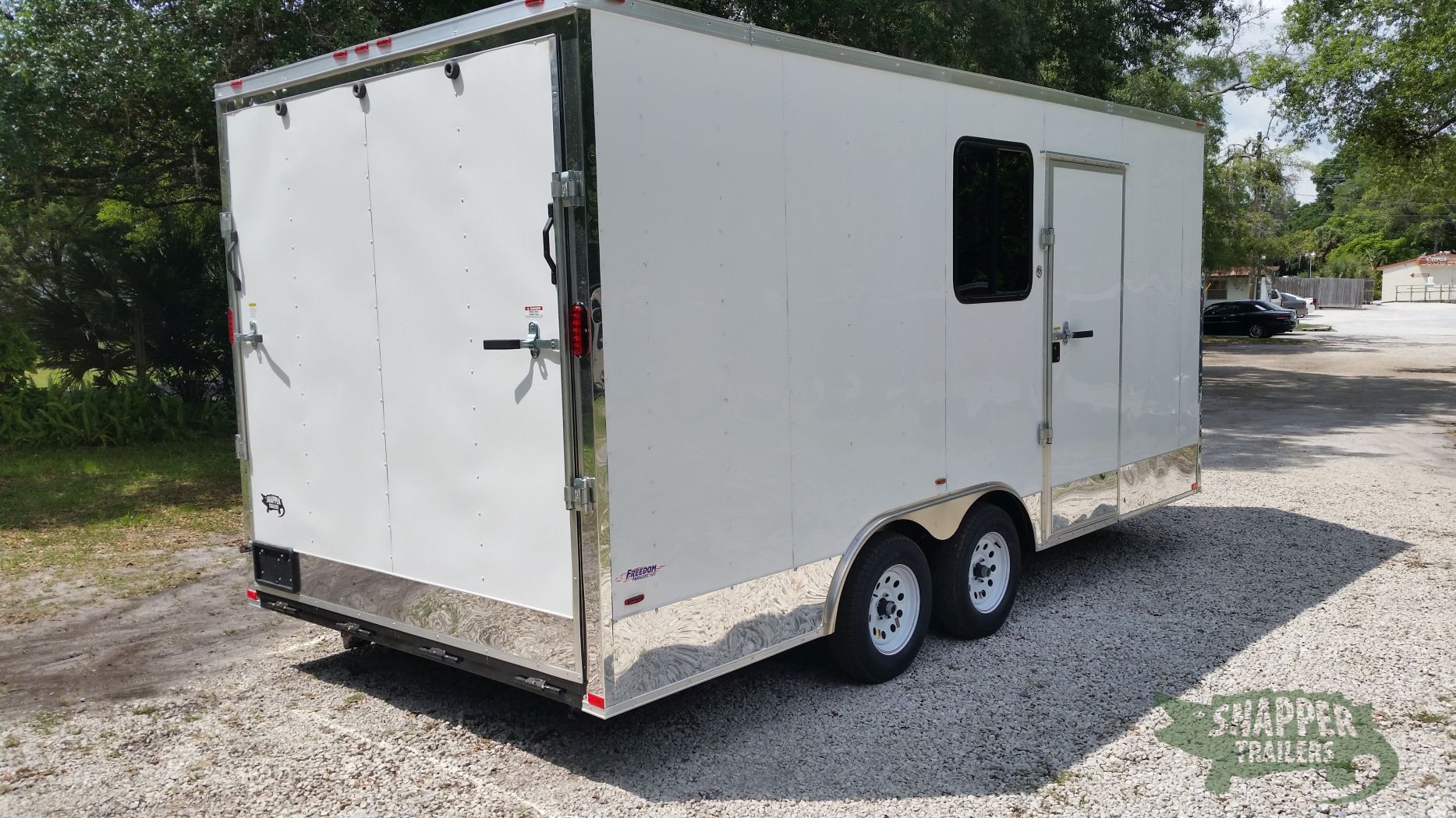 Freedom Trailers Custom 8.5x18 TA Trailer - White, Ramp, Side Door, D-Rings, Electrical Package, E-Track, and Much More - Image 7