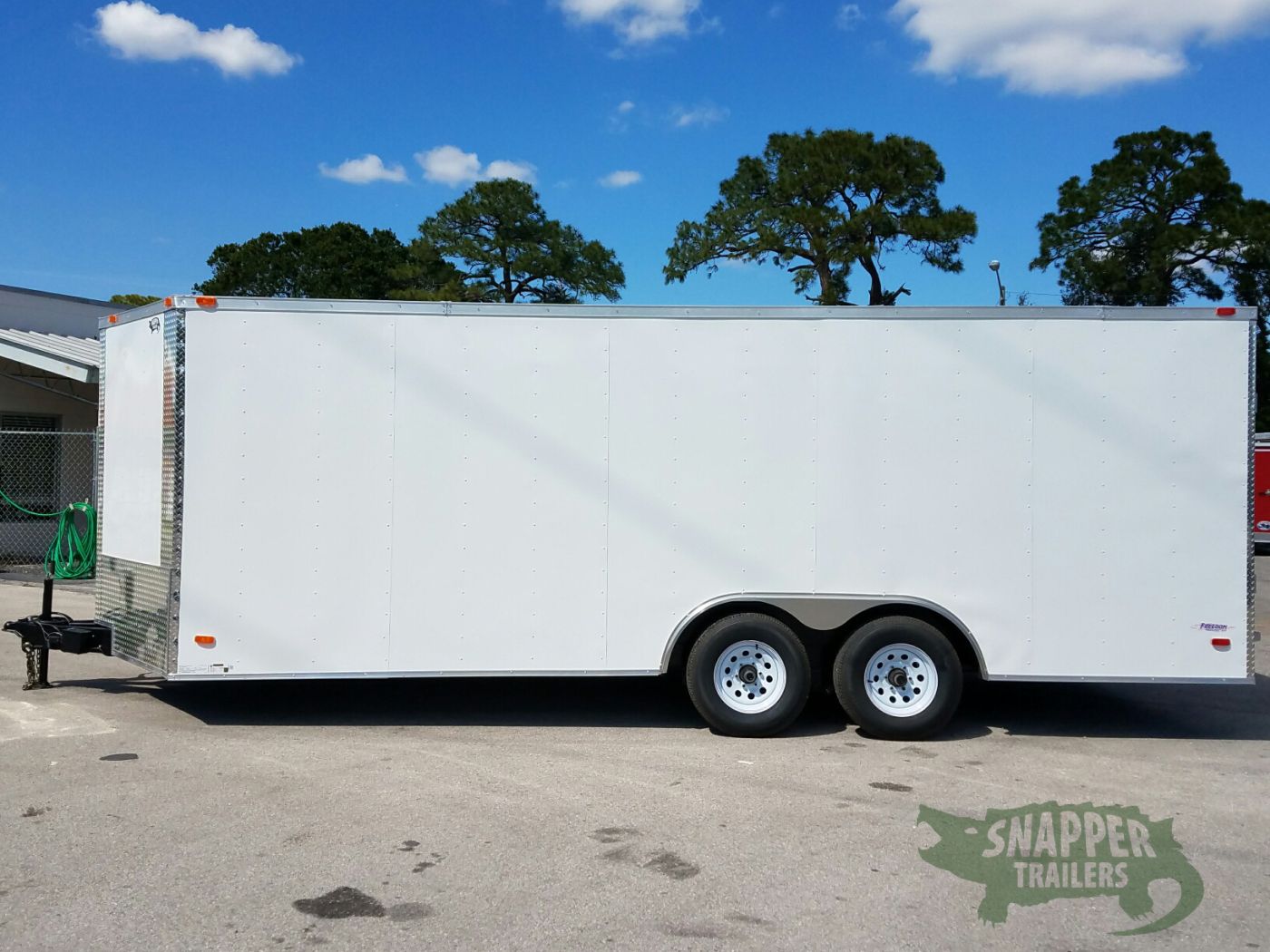 Freedom Trailers 8.5x20 TA Trailer - White, Ramp, Side Door, 5K Axles, D-Rings - Image 3