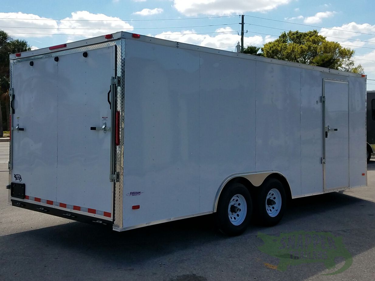 Freedom Trailers 8.5x20 TA Trailer - White, Ramp, Side Door, 5K Axles, D-Rings - Image 9