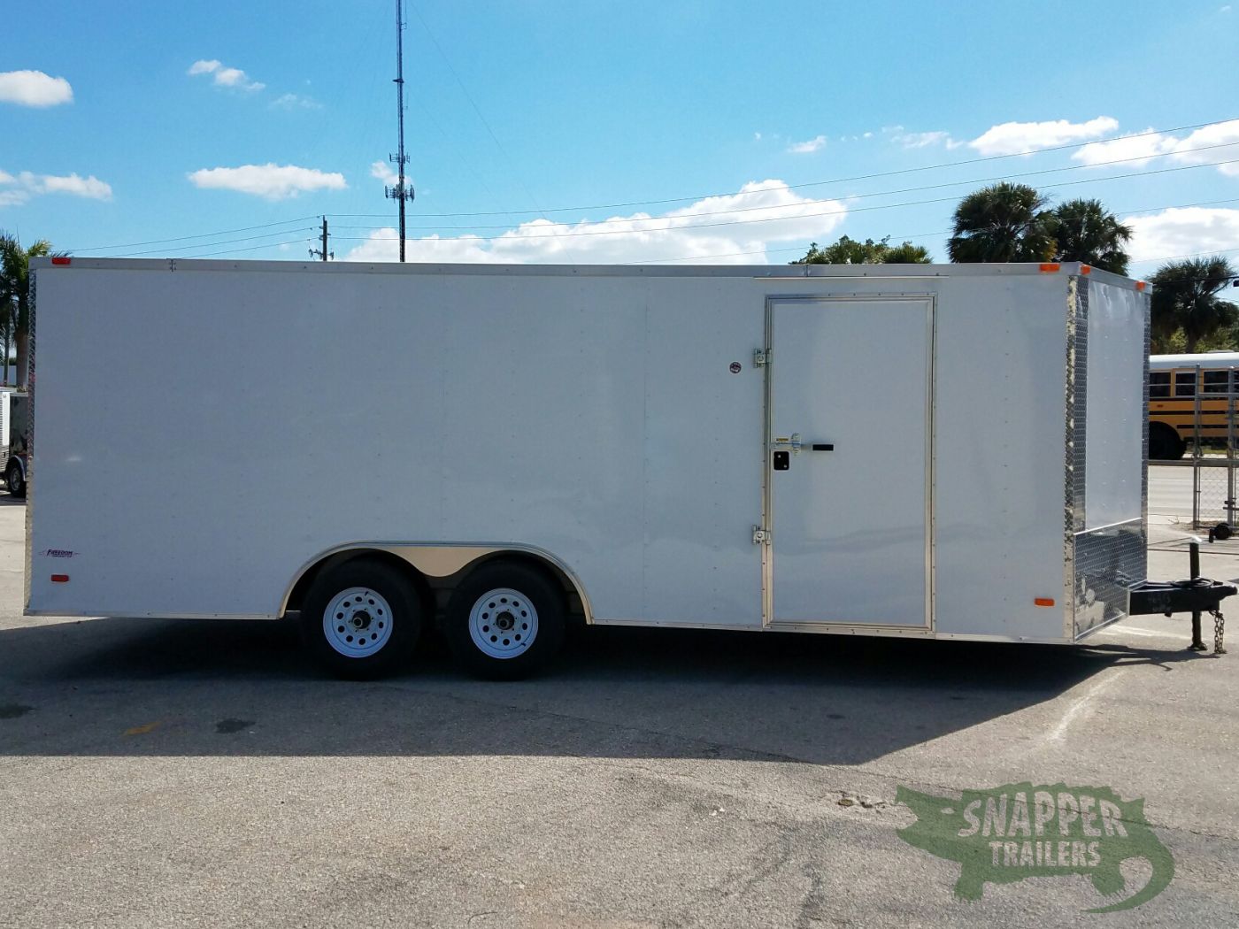 Freedom Trailers 8.5x20 TA Trailer - White, Ramp, Side Door, 5K Axles, D-Rings