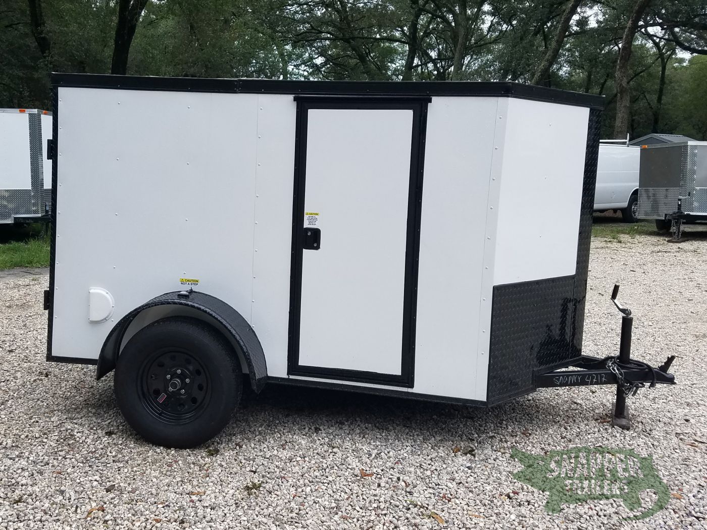 Quality Cargo 5x8 SA Trailer - White, Barn Doors, Blackout Package, Two Side Doors, Side Vents