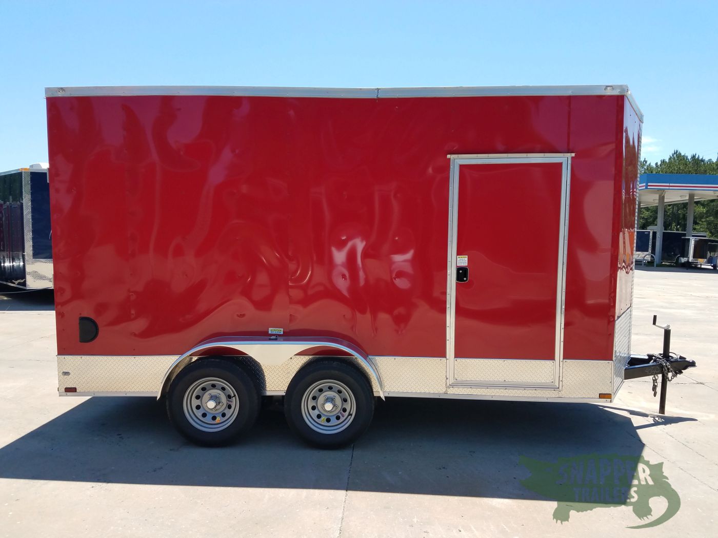 Quality Cargo 7x14 TA Trailer - Red, Ramp, Side Door, Extra Height, Side Vents