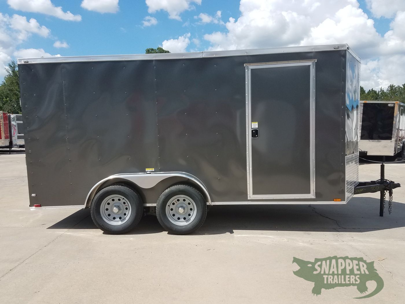Quality Cargo 7x14 TA Trailer - Charcoal Grey, Ramp, Side Door, Extra Height