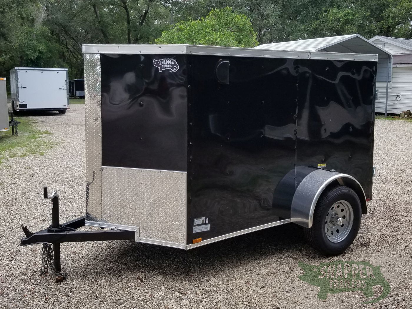 Quality Cargo 5x8 SA Trailer - Black, Barn Doors, Side Door, Side Vents - Image 3