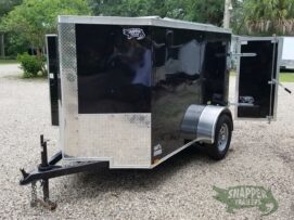 Alternative view of Quality Cargo 5x8 SA Trailer - Black, Barn Doors, Side Door, Side Vents