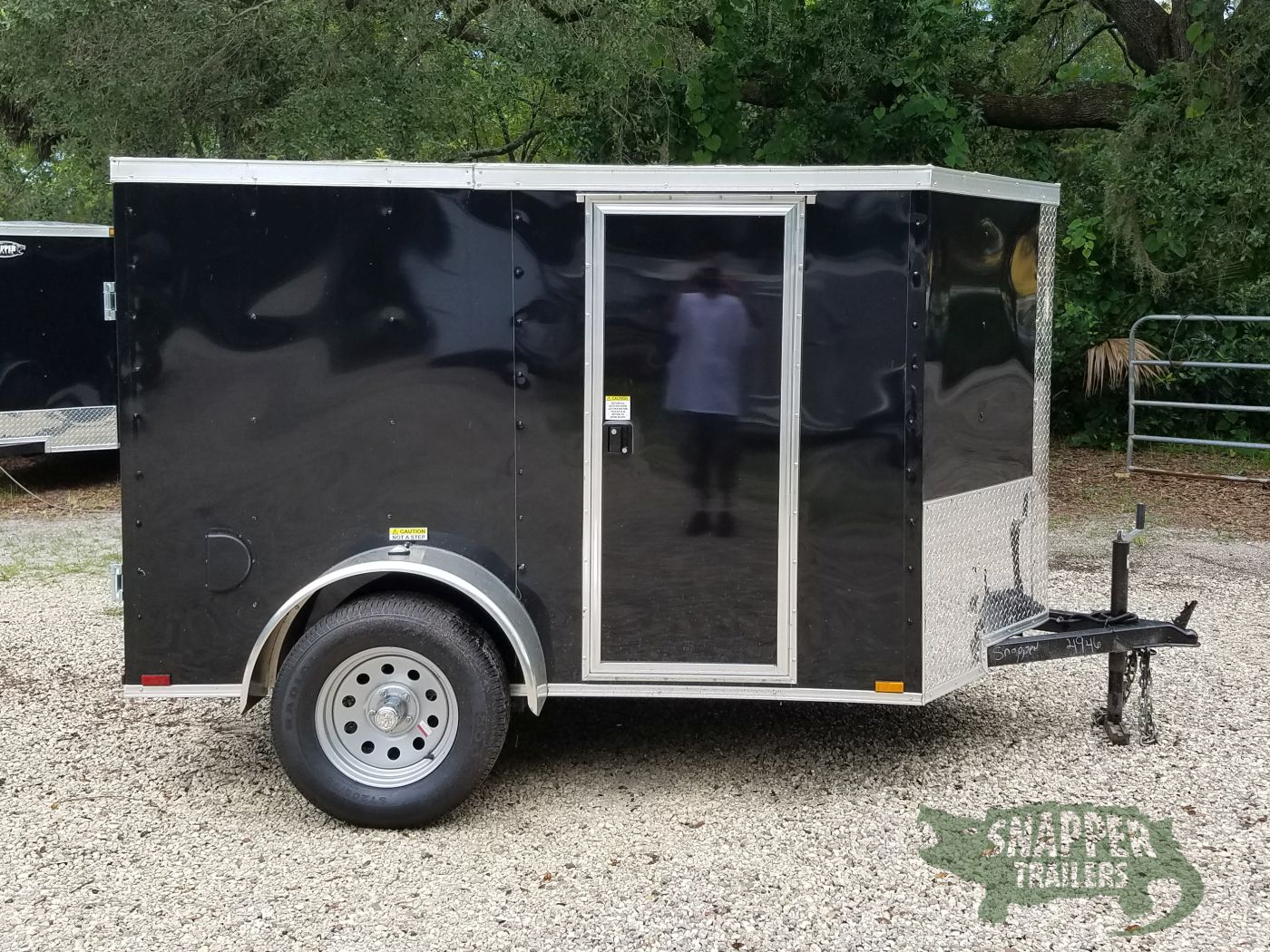 Quality Cargo 5x8 SA Trailer - Black, Barn Doors, Side Door, Side Vents