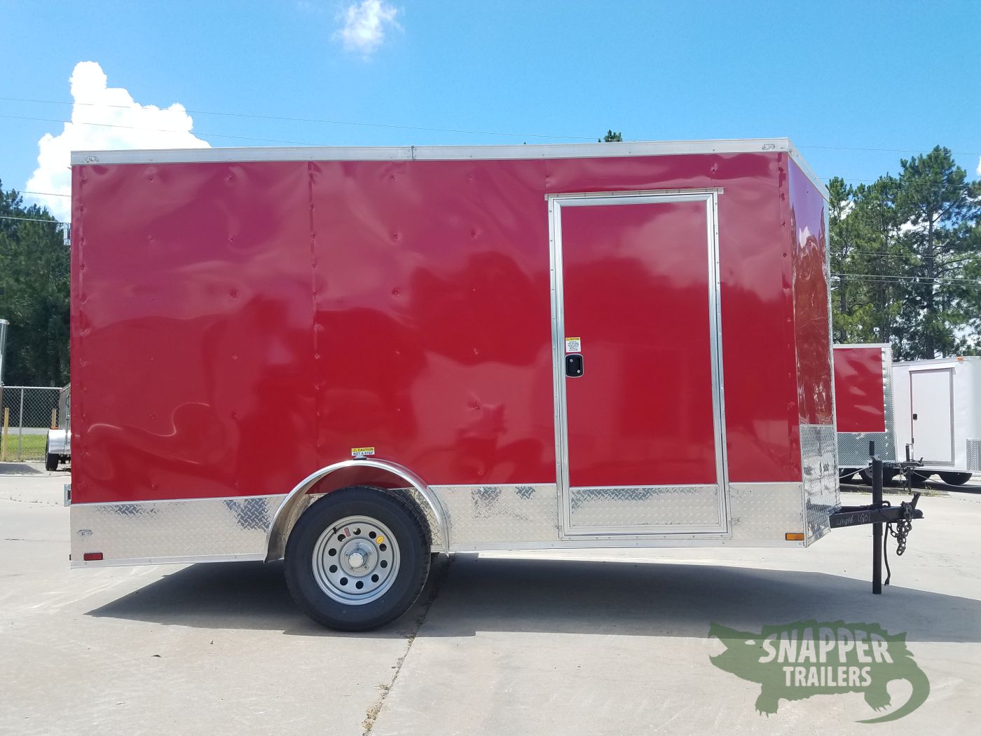 Quality Cargo 6x12 SA Trailer - Red, Double Doors, Side Door, Extra Height, ATP Wrap