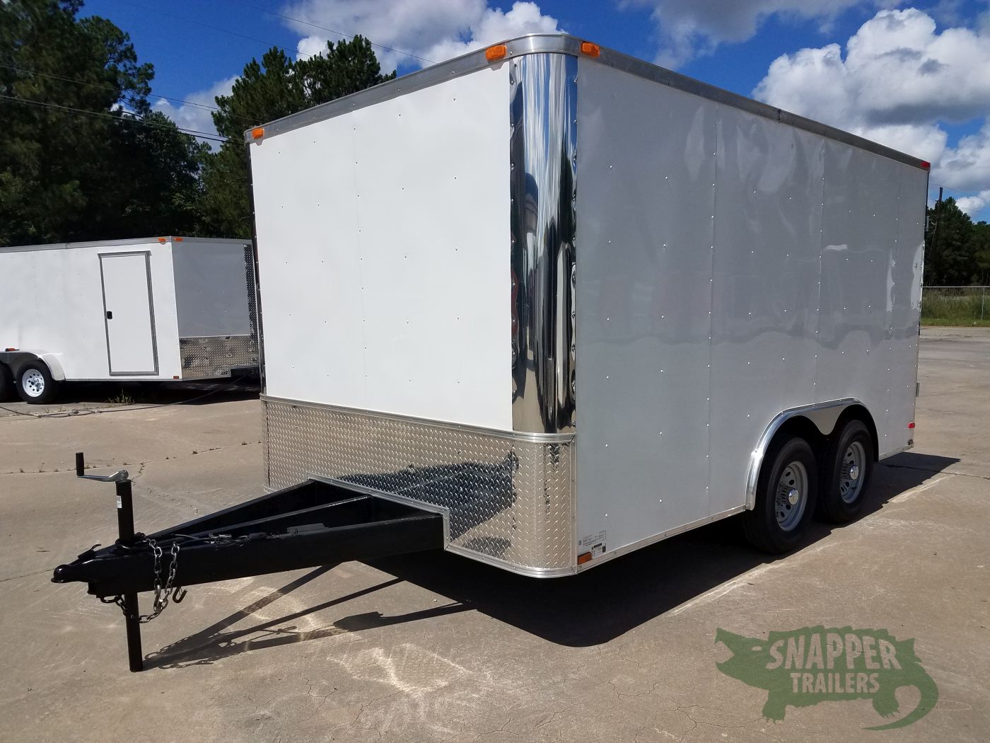 Quality Cargo 8.5x14 TA Trailer - White, Double Barn Doors, Side Door, Flat Front, Extended Tongue, Electrical Package, Interior Lining - Image 2