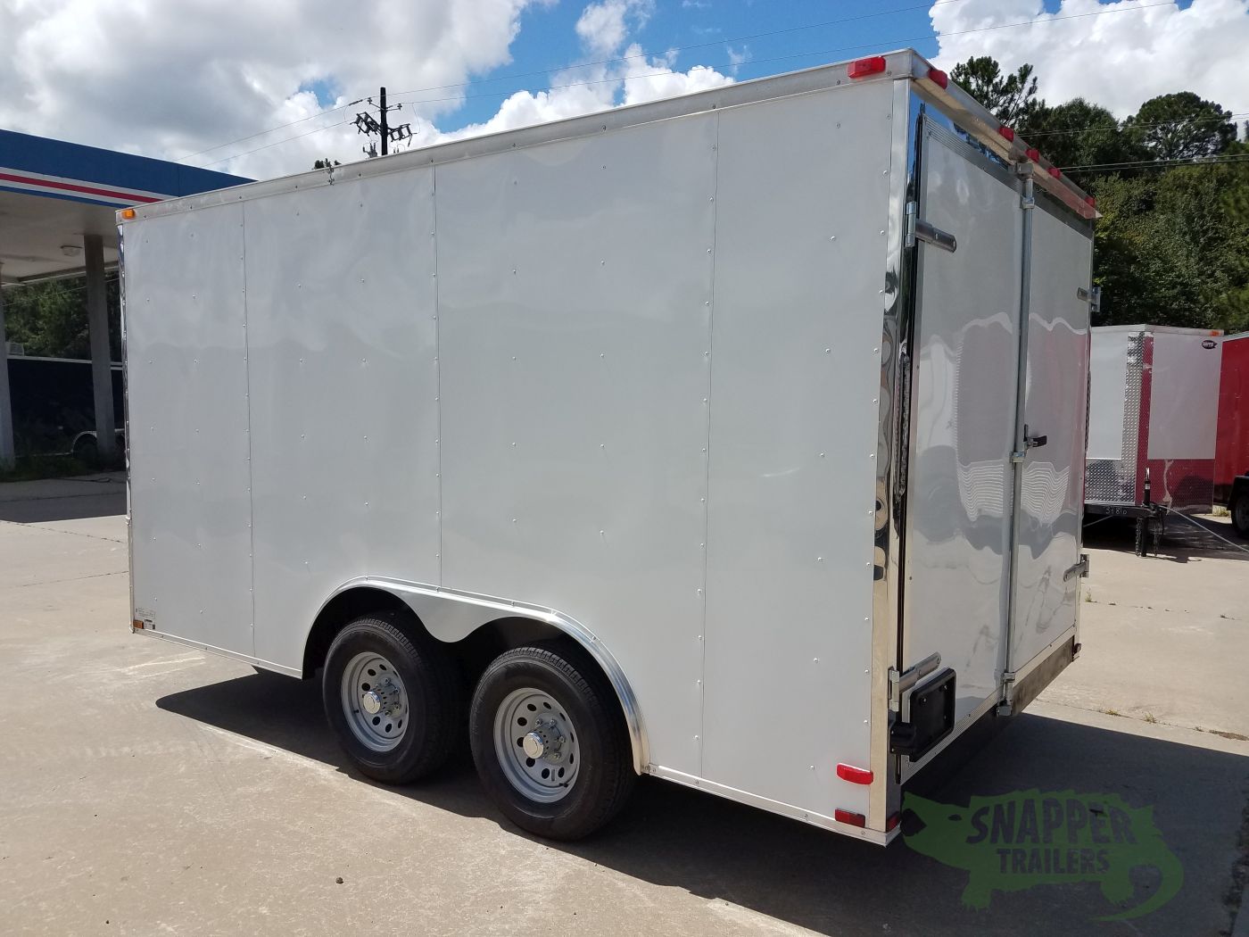 Quality Cargo 8.5x14 TA Trailer - White, Double Barn Doors, Side Door, Flat Front, Extended Tongue, Electrical Package, Interior Lining - Image 4