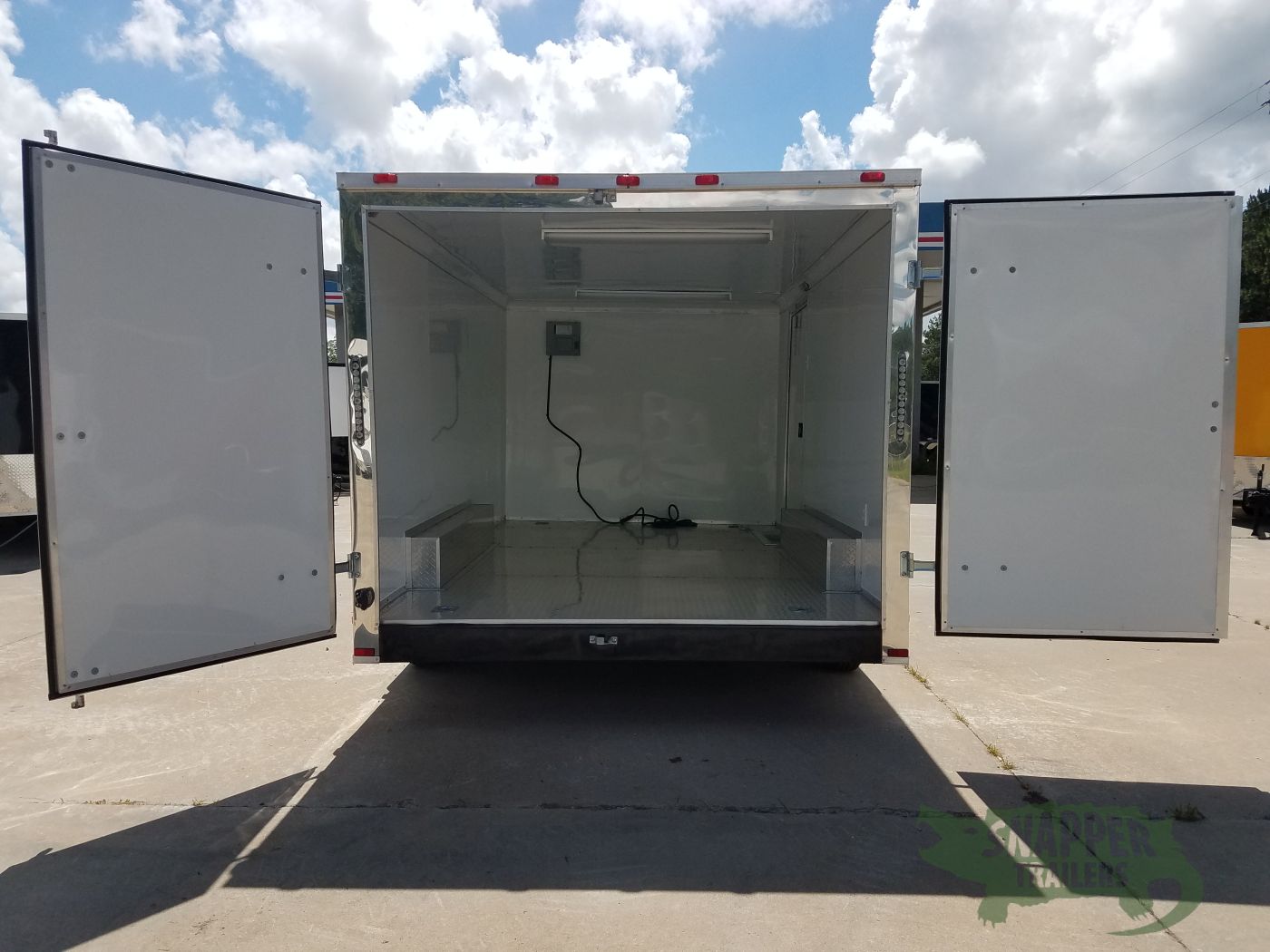 Quality Cargo 8.5x14 TA Trailer - White, Double Barn Doors, Side Door, Flat Front, Extended Tongue, Electrical Package, Interior Lining - Image 5