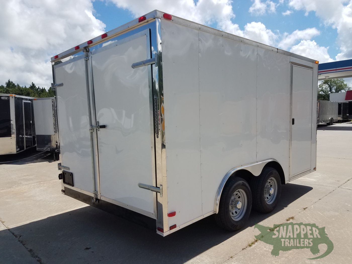 Quality Cargo 8.5x14 TA Trailer - White, Double Barn Doors, Side Door, Flat Front, Extended Tongue, Electrical Package, Interior Lining - Image 7