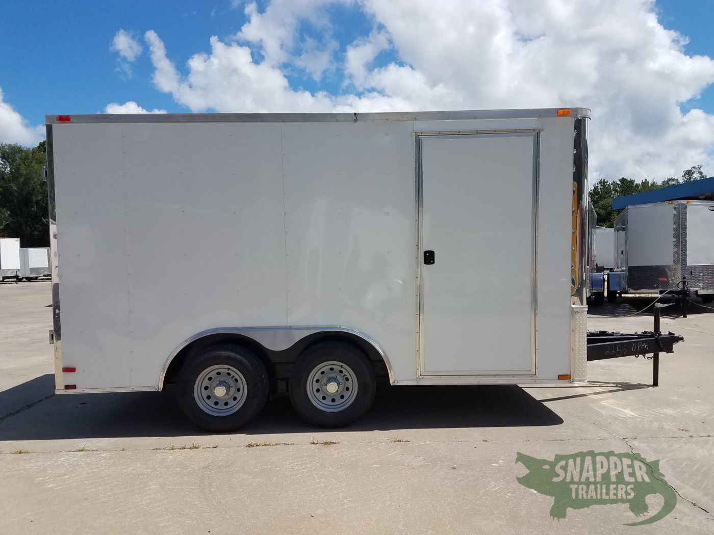 Quality Cargo 8.5x14 TA Trailer - White, Double Barn Doors, Side Door, Flat Front, Extended Tongue, Electrical Package, Interior Lining